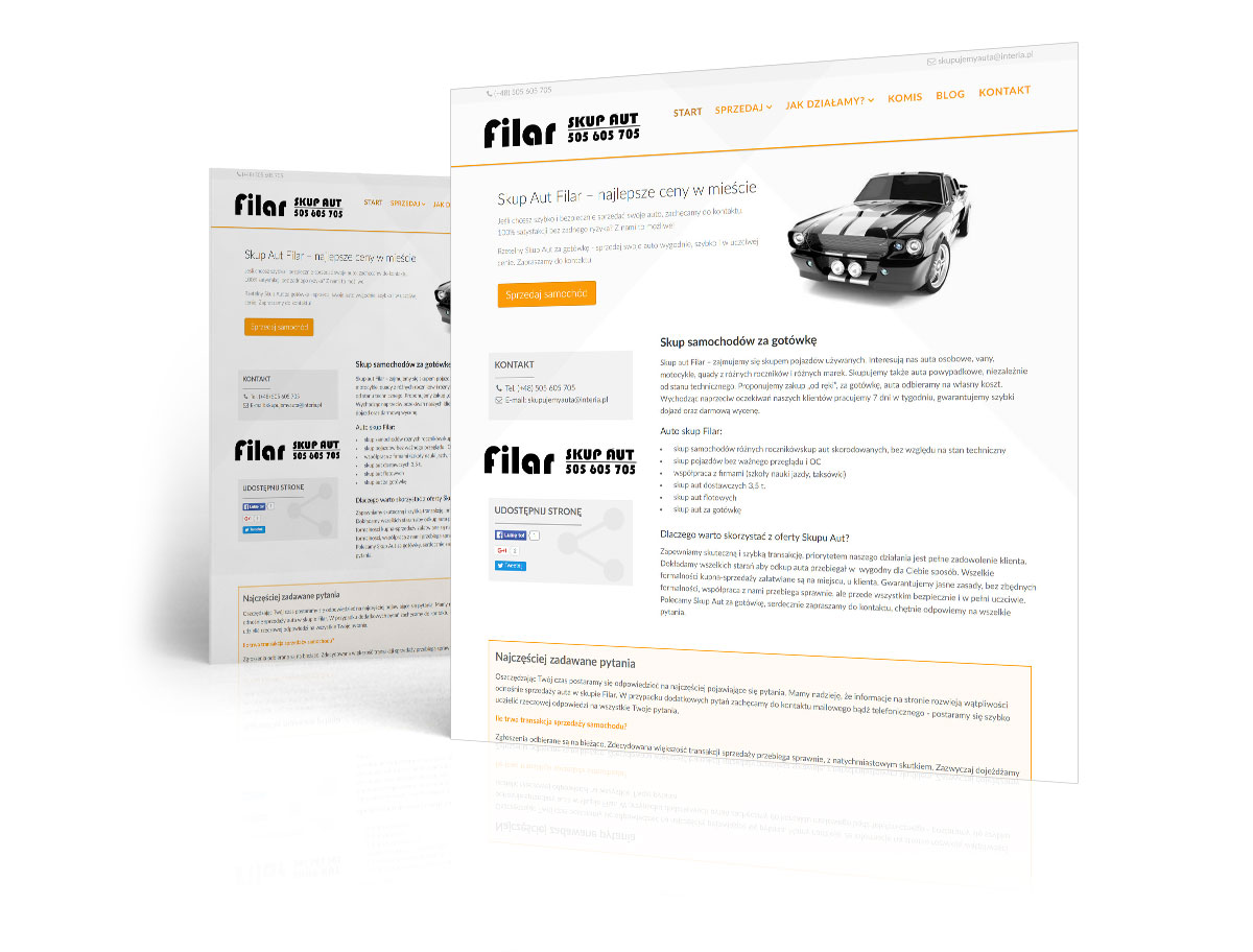 Realizacja strony internetowej skupu aut Filar